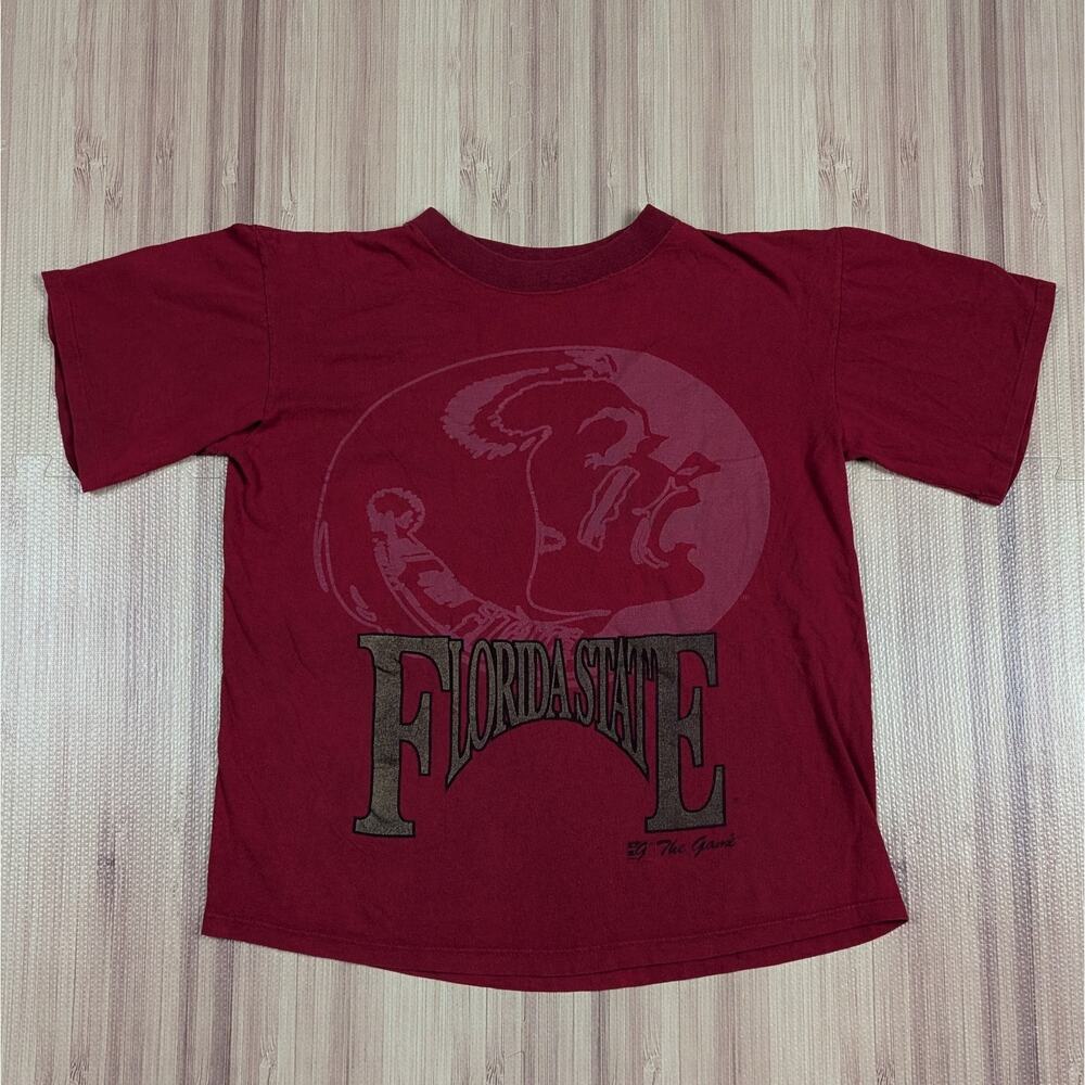 Vintage 90s Florida State University Seminoles FSU Red Big Face T Shirt Medium